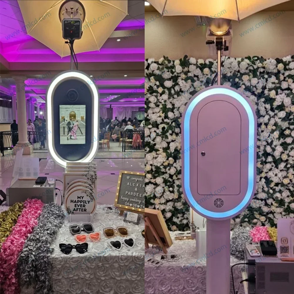 2025 Salsa Oval Dslr ipad Photo Booth With Acrylic Mirror Shell Selfie Photobooth case With Flight case Party Wedding Event