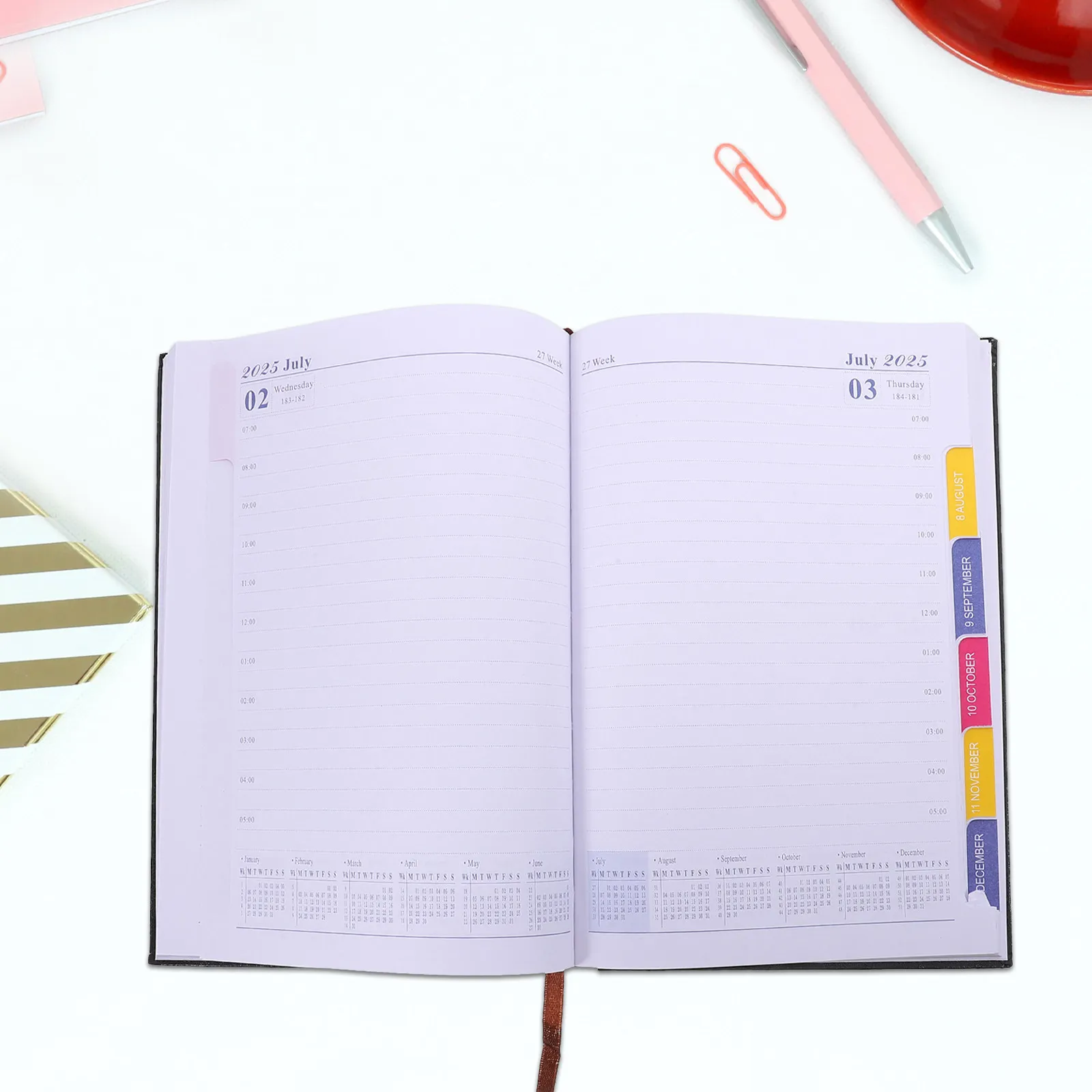 Daily Planner Compact A5 Simple Design Lightweight Portable for Office Home 2025 Monthly Weekly Academic Planner Diary Calendar