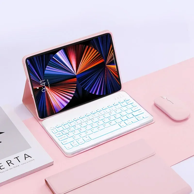 لوحة مفاتيح بإضاءة خلفية 7 ألوان لهاتف Xiaomi Poco Pad 12.1 حافظة بوصة قابلة للفصل غطاء لوحة مفاتيح لأجهزة Xiaomi Redmi Pad Pro 12.1 بوصة