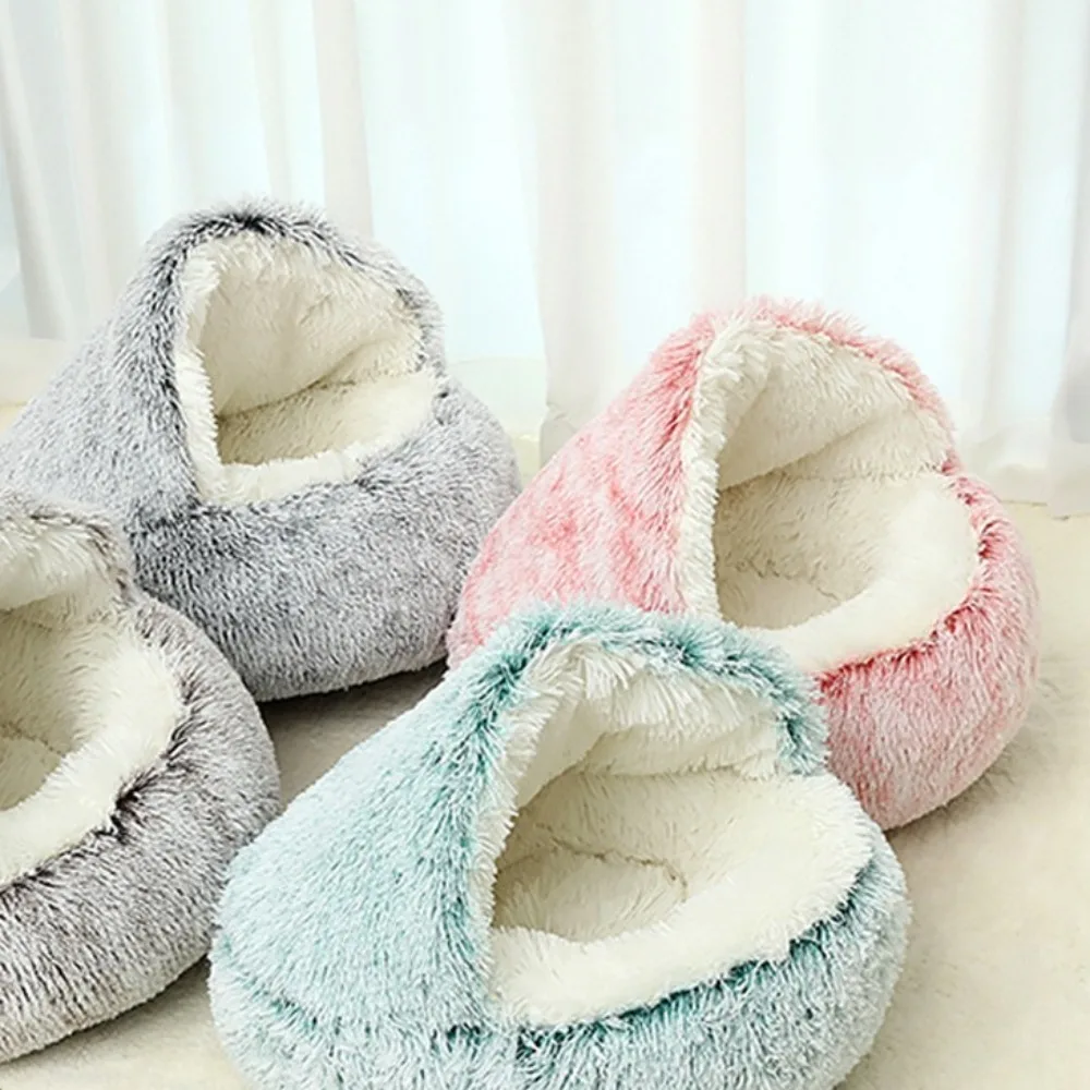 

Круглое гнездо для домашних животных из искусственного кроличьего меха для собак и кошек, зимняя теплая кровать для собак, товары для домашних животных