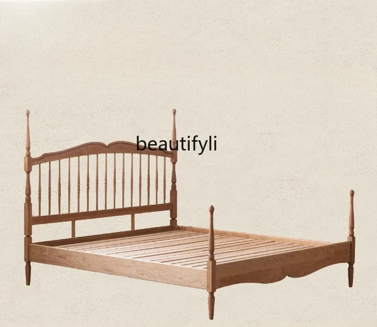 Windsor Bed Retro Solid Wood Bed Nordic and Japanese Style Cherrywood 1.5 M Bedroom 1.8 M Double Bed