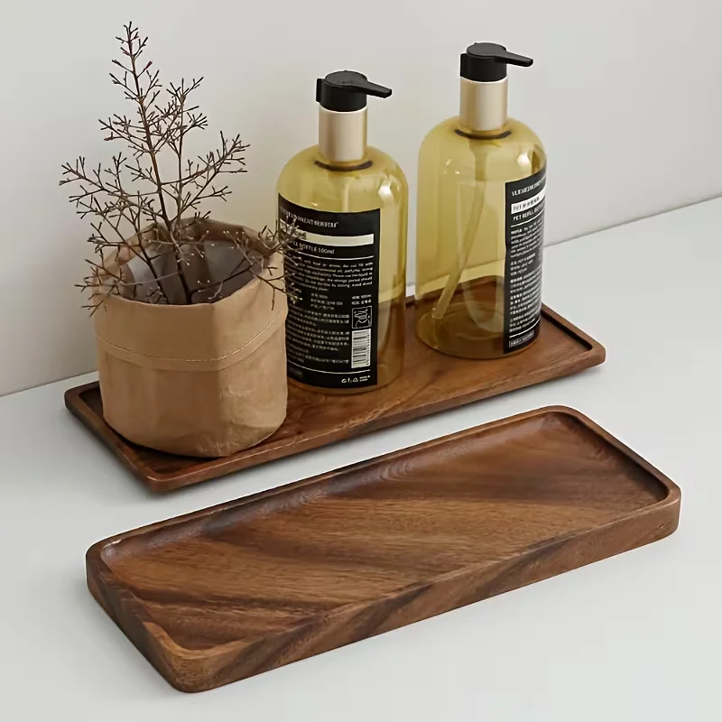 Natural Wooden Tray Rectangular Plate Fruit Snacks Food Storage Trays Hotel Home Serving Tray Decorate Supplies