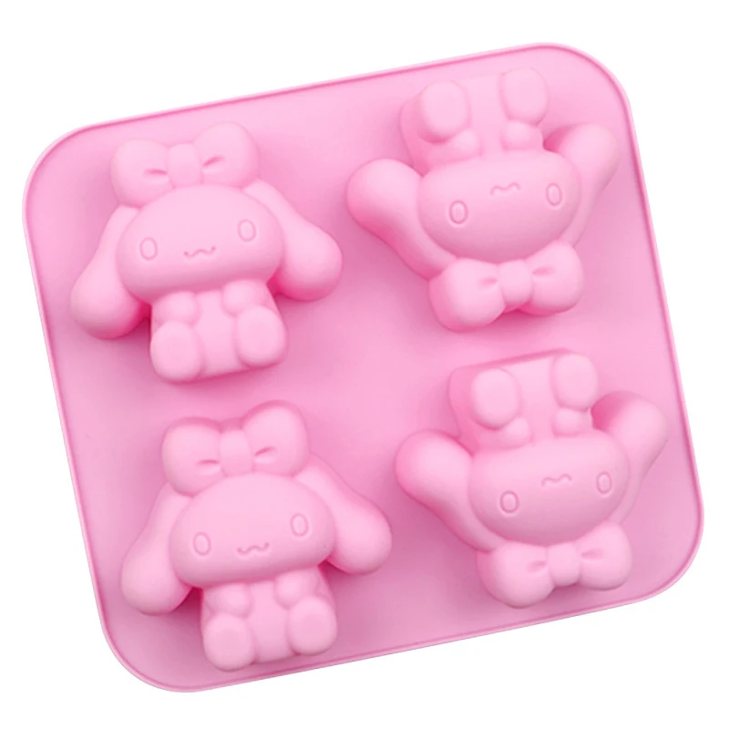 4 Hole Sanrios Cinnamoroll Silicone Molds Kawaii Anime Cartoon Ice Cubes Biscuit Pastry Baking Mould DIY Tools