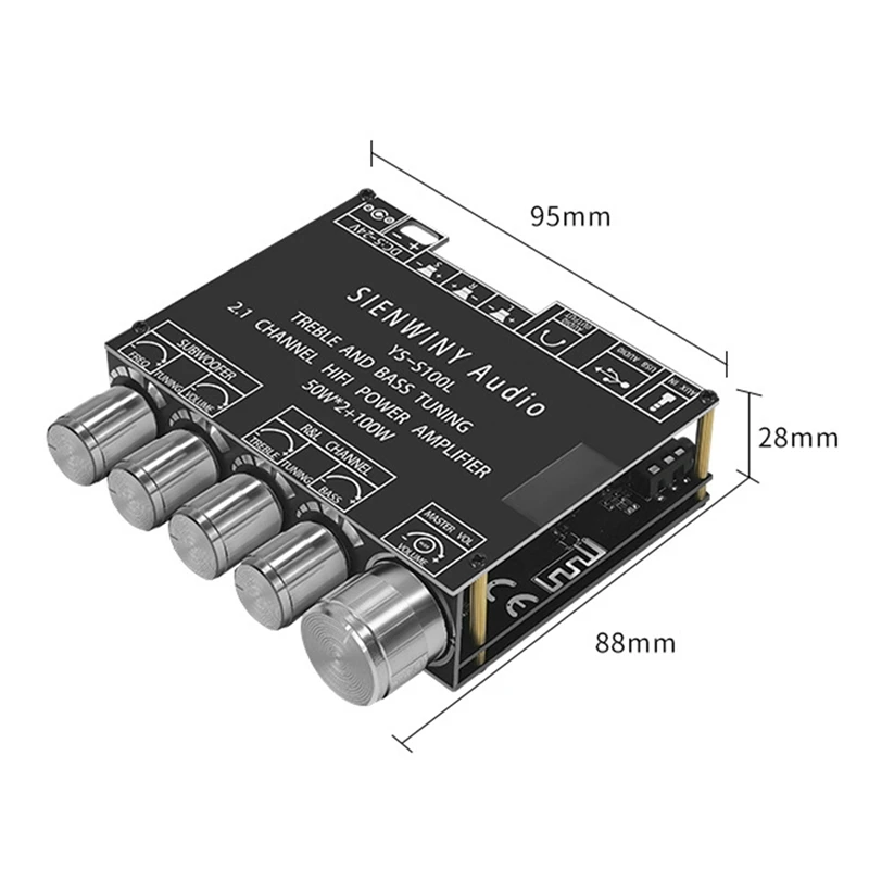Placa amplificadora para subwoofer YS-S100L Bluetooth 5,0, módulo de placa amplificadora de Audio de 2,1 canales, placa amplificadora de potencia Digital