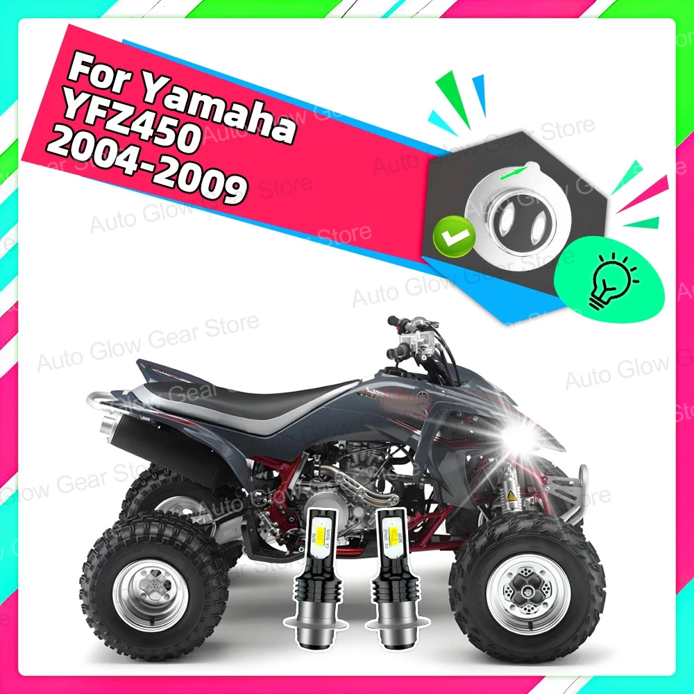 

2X Bright White Lamps For Yamaha YFZ450 2004 2005 2006 2007 2008 2009 High Power 90W LED Headlight Bulbs