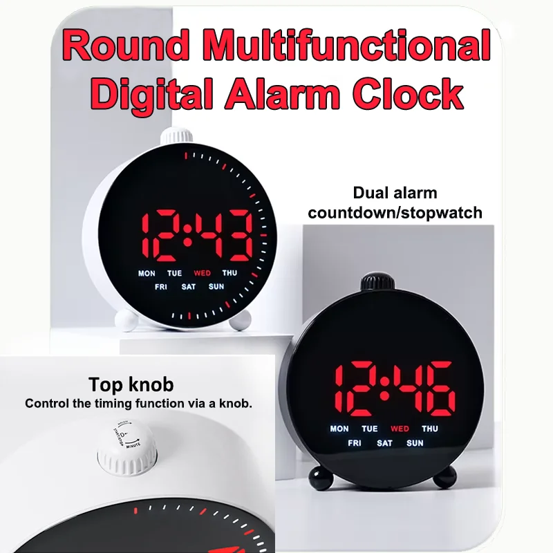 Round Led Alarm Clo…