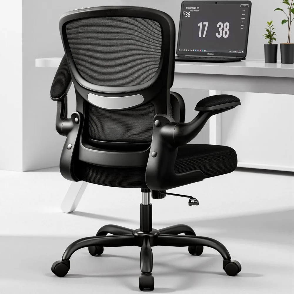 

Home Office Desk Chair, Ergonomic Office Chair with Lumbar Support and Adjustable Armrests, Office Chair, Breathable Mesh Mid Ba