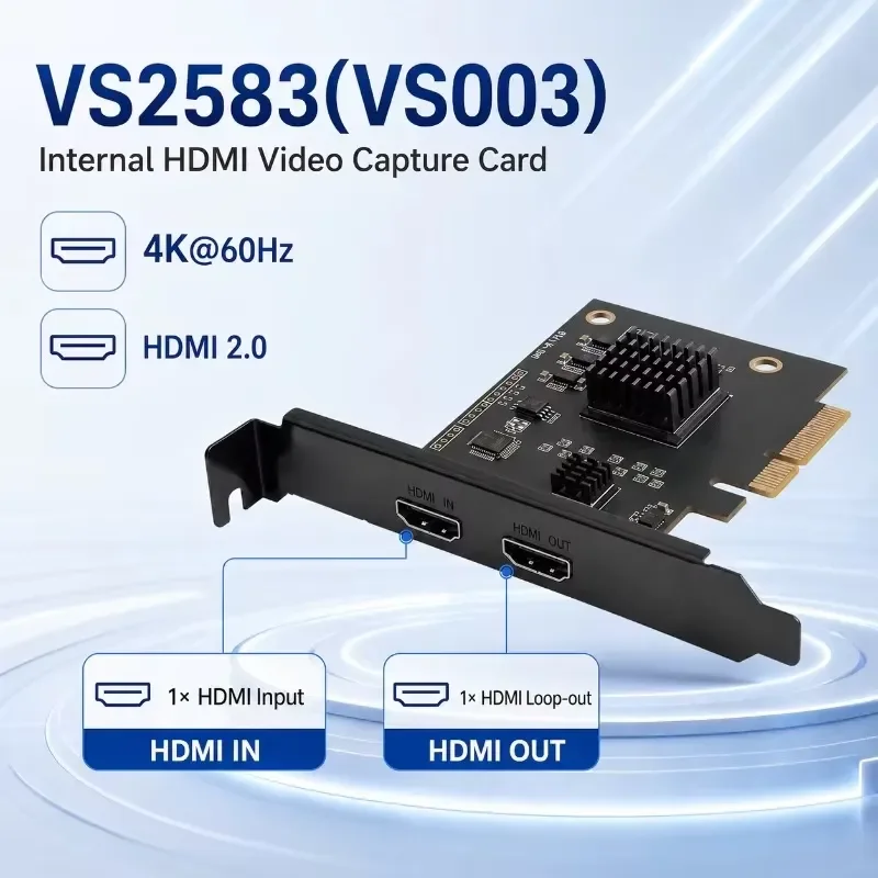 AP01 for PCIe 2.0 X4 Capture Card 4K60 HDMI2.0 Input Loopout YUY2 Single Dual Triple Mode PCI Internal Video Capture view 4