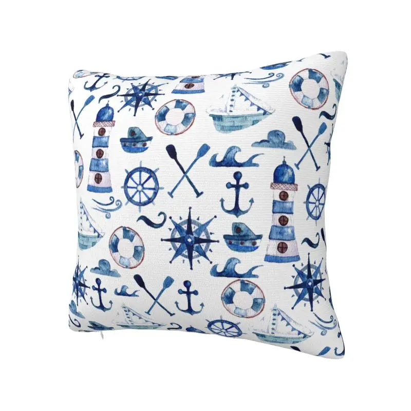Custom Luxury Nautical Sailors Pattern Throw Pillow Case Home Decorative Square Cushion Cover Pillowcover for Living Room