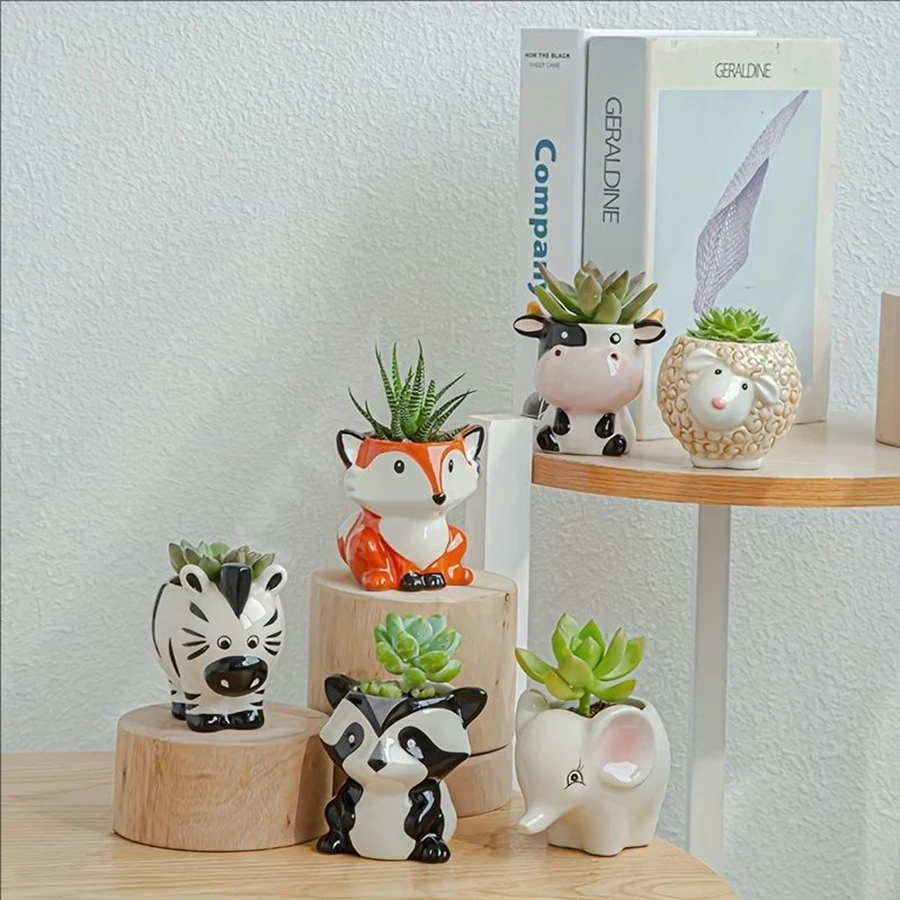 1pc A Cute Animal-Themed Ceramic Planter for Succulents, Perfect for Decorating Your Balcony Table.Gardening Gift Home Decor