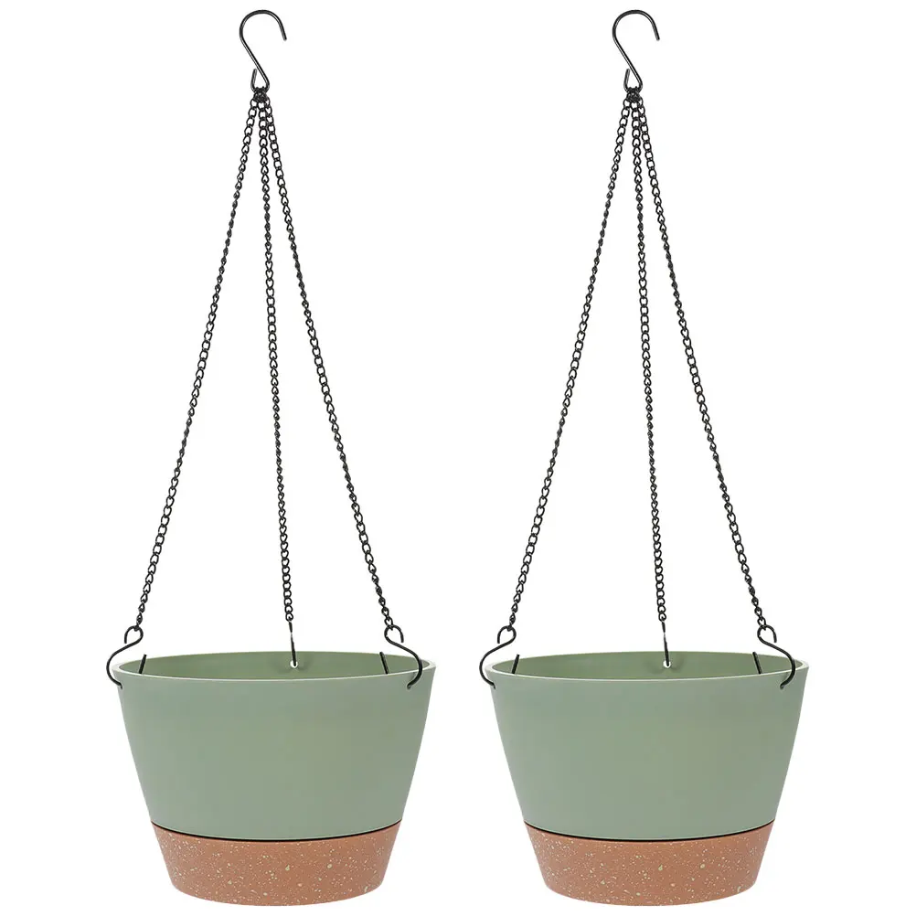 

2Pcs Hanging Flower Pots Durable Plastic Planters Wall Mounted Baskets for Garden Balcony Use PP Iron Material