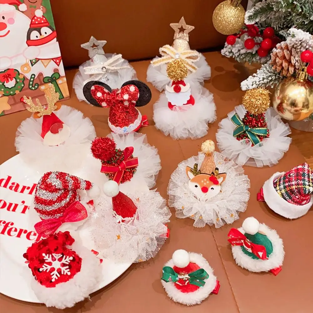 Merry Christmas Decor คริสต์มาส Hairpin Bowknot เลื่อมเด็กกวางเขากวางผมคลิป Santa Claus เด็กของขวัญ