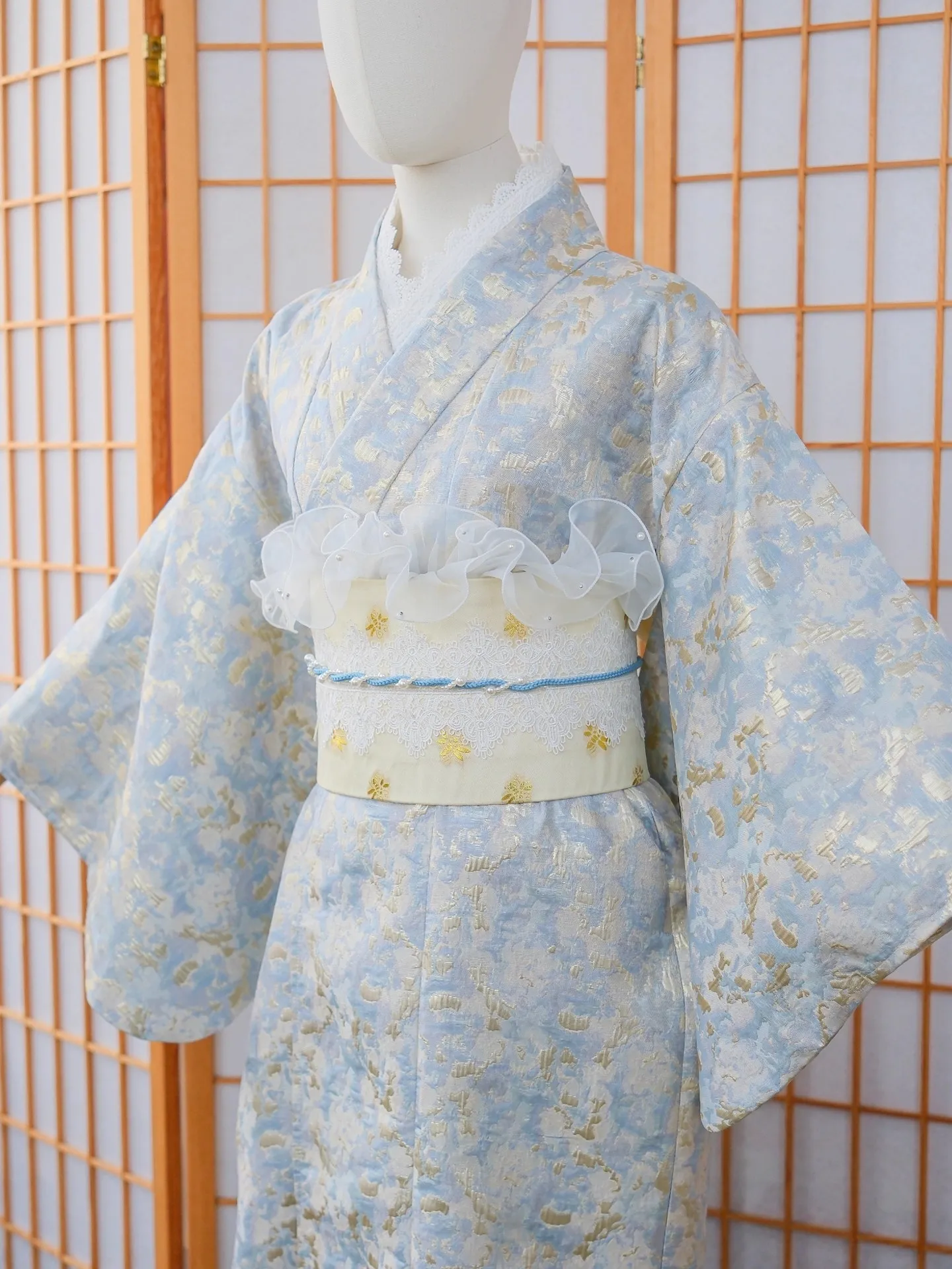 

Women's Japanese Traditional Jacquard Kimono Taisho-Style Modernized Yukata Vintage Photography Dress Cos Costume