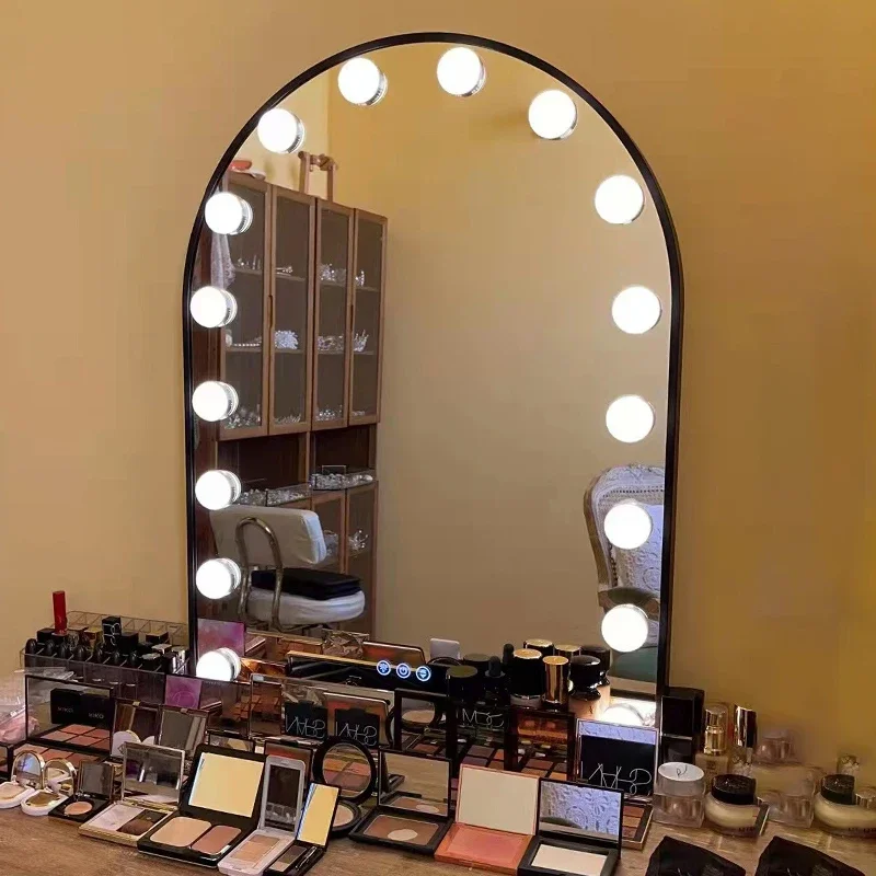 Internet celebrity dresser makeup mirror wall mounted desktop wall mounted home bedroom led smart mirror with light large