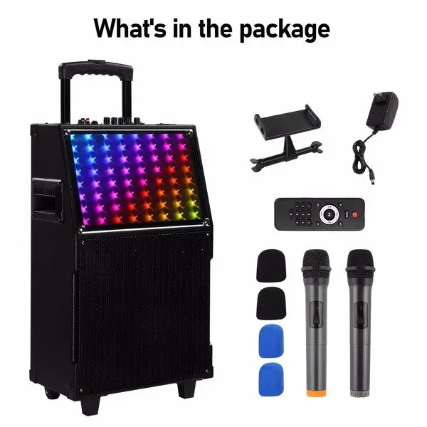 

12in 60W with LED spectrum light, Bluetooth remote control, pull rod speaker