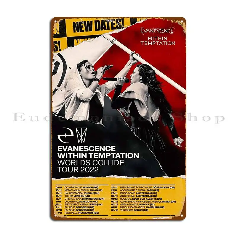 Evansesc With Tempt Worlds Collide Tour 2022 Metal Plaque Poster Wall Decor Personalized Customized Pub Tin Sign Poster