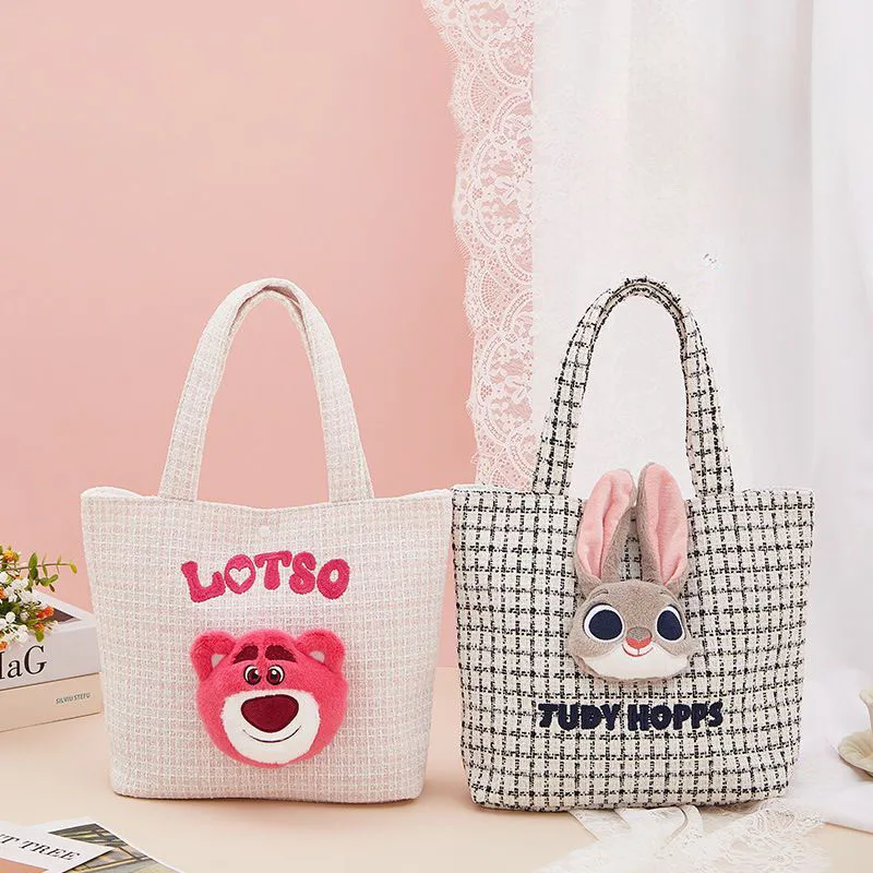 

Disney Judy Hopps Tweed Tote Bag Cute 3D Rabbit Plush Handbag Large Capacity Casual Daily Bag for Women Kawaii Gift for Girls