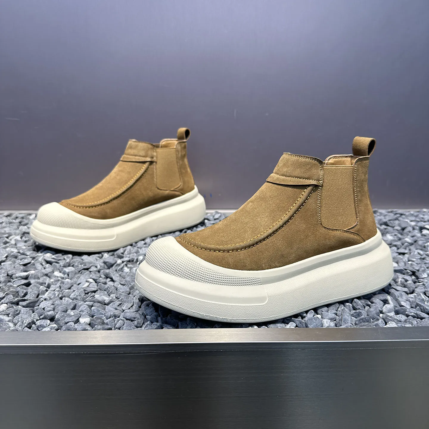 

Мужские зимние высокие повседневные ботинки на флисовой подкладке, теплые, утолщенные, увеличивающие рост, без шнурков, модные, хлопковые