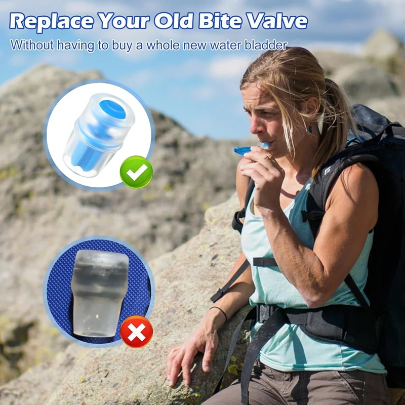 غمد بديل لصمام العض لحزمة ترطيب المثانة المائية، فوهة سيليكون لصمام العض للمثانة المائية باللون الأزرق