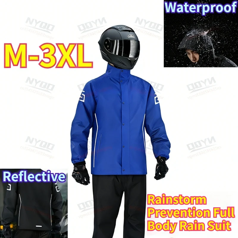 

Rainstorm Prevention Full Body Rain Suit Reflective Split Raincoat & Pants for Electric Bicycle Motorcycle Takeaway Rider