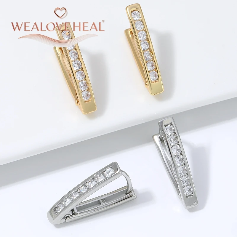 Damen-Ohrringe aus 18K vergoldetem Messing mit CZ-Stein, V-förmige Huggie-Ohrringe, geometrisch, minimalistisch, für den täglichen Gebrauch, Valentinstagsgeschenk, Schmuck. – Detail 19