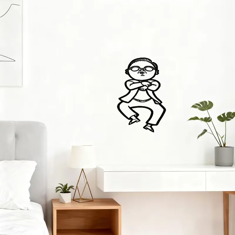 Funky Dancing for Man Illustration Wall Sticker Vintage Modern Wall Art Whimsical Home Decor Living Room Bedroom Apartment Trend