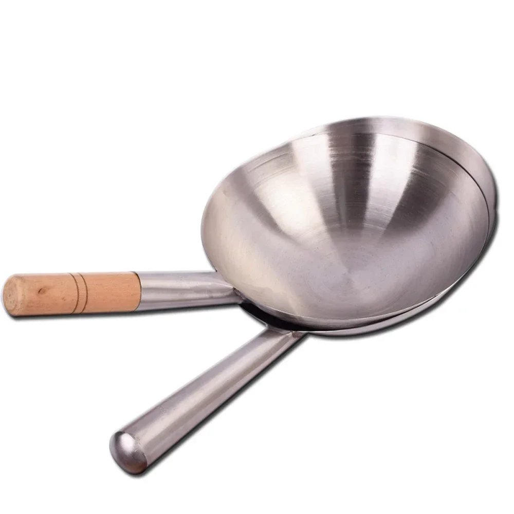 

Non-stick Wok Wooden Handle Pure Iron Pan Stainless Steel No Coating Hand Forging Iron Pan Chinese Style Iron Pot Gas Cooker