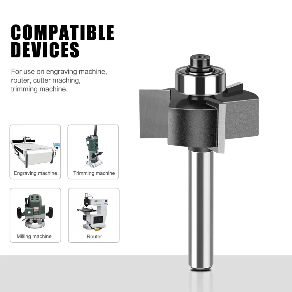 1pc 6mm 1/4 "Shank Three-edge Ball T-milling Router Bit Door Set Begonia Angle Milling Router Bit Woodworking Milling Router Bit