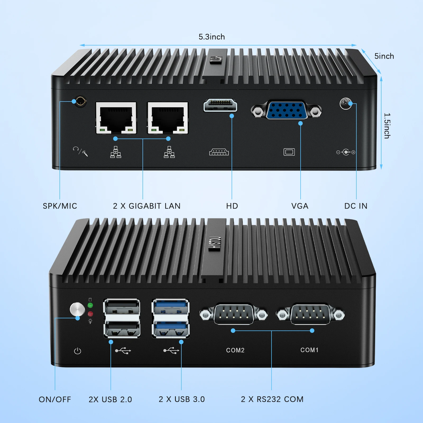 

HYSTOU Factory Desktop Mini Computer 12th Gen N100 M.2 SSD HD DP Fanless Industrial Office Mini PC Win10 11Pro Linux OS