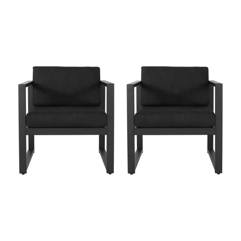 

Set of 2 Aluminum Outdoor Patio Club Chairs