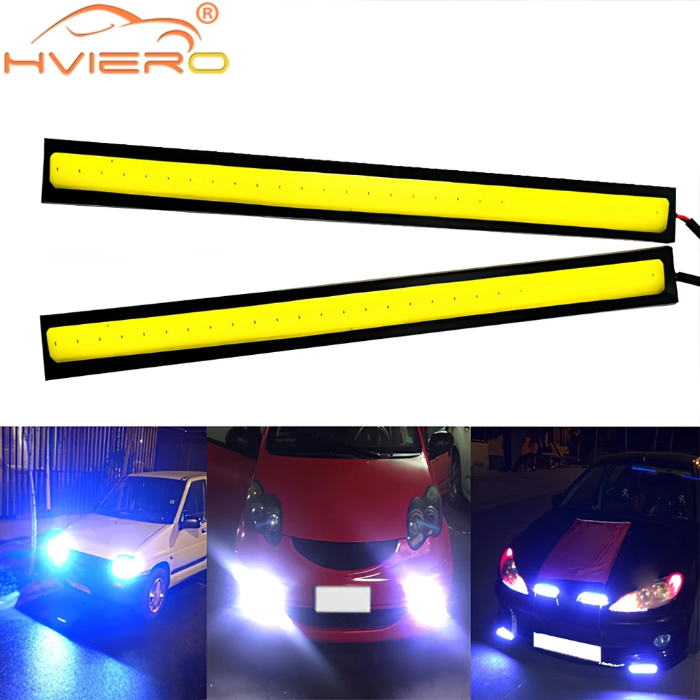 DRL Dagrijverlichting 17 CM 1 Rij 28 Leds Wit Blauw COB Led DC 12 V Dag Richtingaanwijzer Parking Fog Bar Lamp Motorfiets Auto Epistar