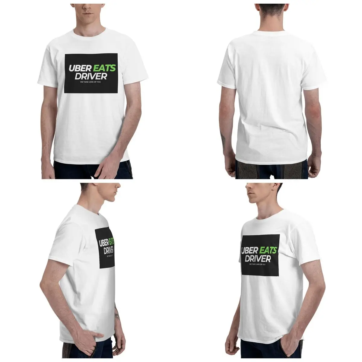 Uber Eats Driver Logo سائق توصيل الطعام 100% قطن تي شيرت رجالي موضة تي شيرت الرجال طاقم الرقبة قصيرة الأكمام S-6XL
