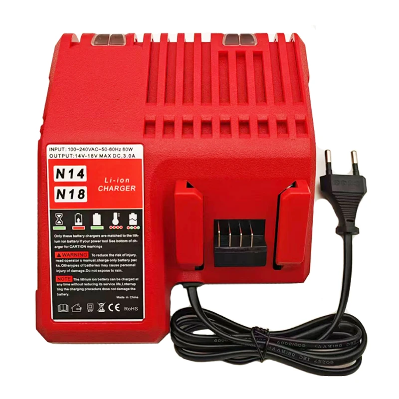 Peças dos acessórios da ferramenta elétrica para milwaukee 14.4v 18v carregador de bateria de íon de lítio para bateria de íon de lítio m18 48-11-1852 48-11-1811