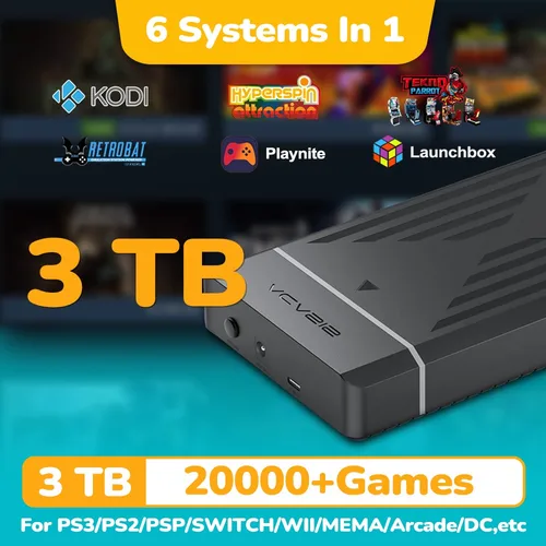 Consola de juegos portátil HDD Hyperspin/LaunchBox/Retrobat/Playnite de 3TB con 20000 juegos para PS3/PS2/PS1/PSP/Switch/Wii