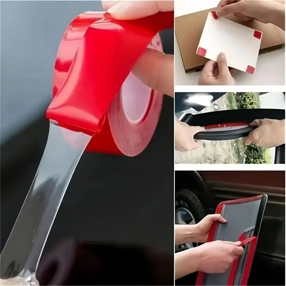 1Roll Double Sided Adhesive Sticker Tape Nano Transparent Reusable Waterproof Strong Adhesive Tape Cleanable Car Protect Sticker