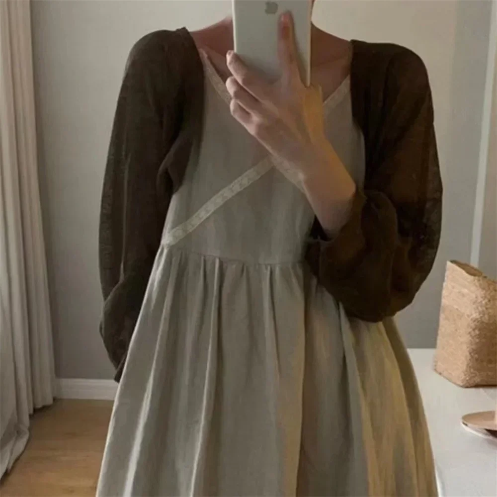 

2025 Women's thin shawl spring and summer outerwear Coat ice silk knitted sun protection knitted cardigan white cardigan