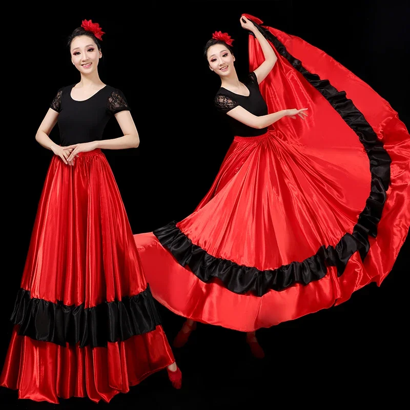 

Women's Folk Belly Skirts For Dancing Spanish Gypsy Skirt Stage Dance Costume 180-360 Degree Modern Spain Flamenco Skirt