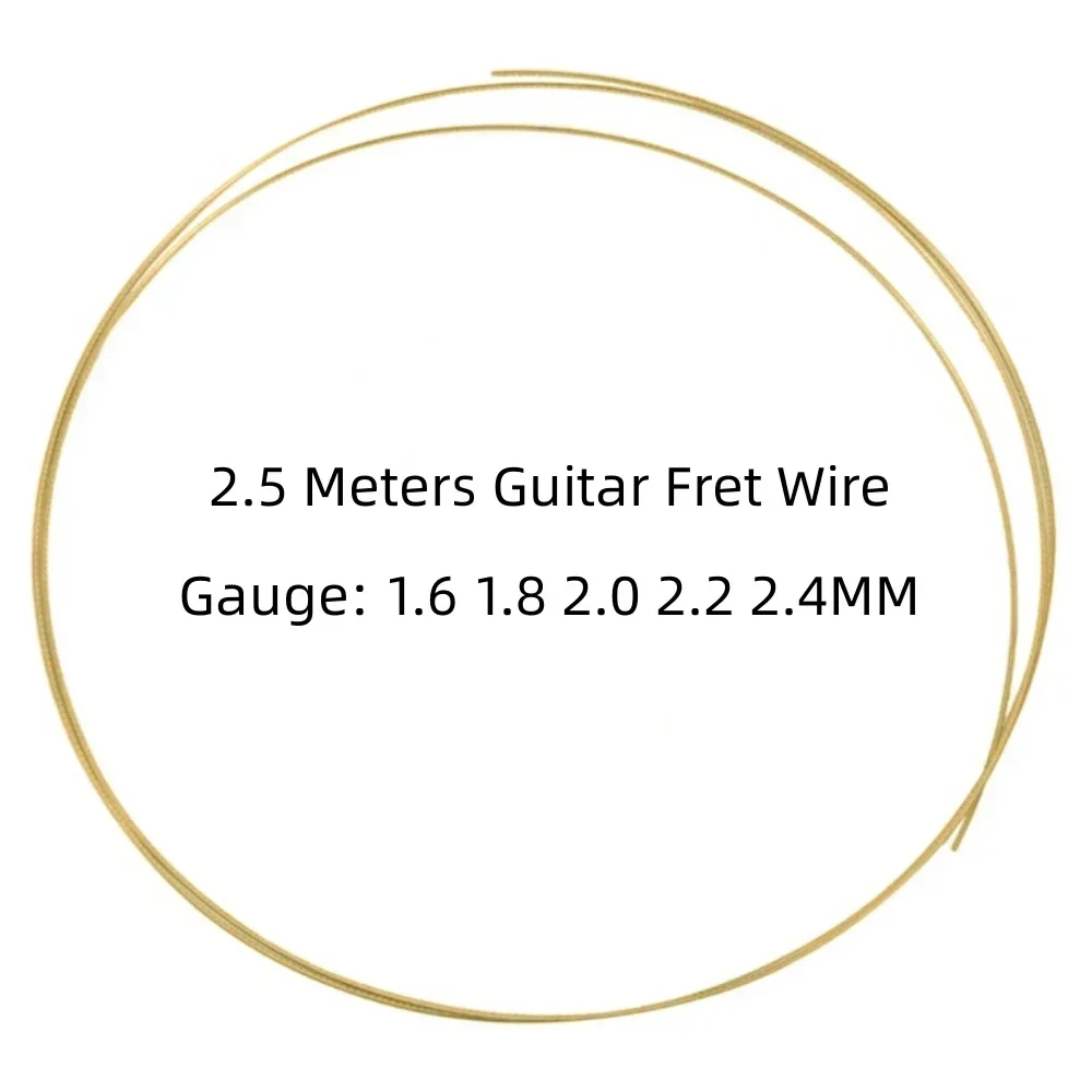 1pc Guitar Fret Wire 2.5 Metre 8 FT Brass Guitars Fingerboards Frets Wires Gauge 1.6/1.8/2.0/2.2/2.4MM Guitars Fretboard Fret