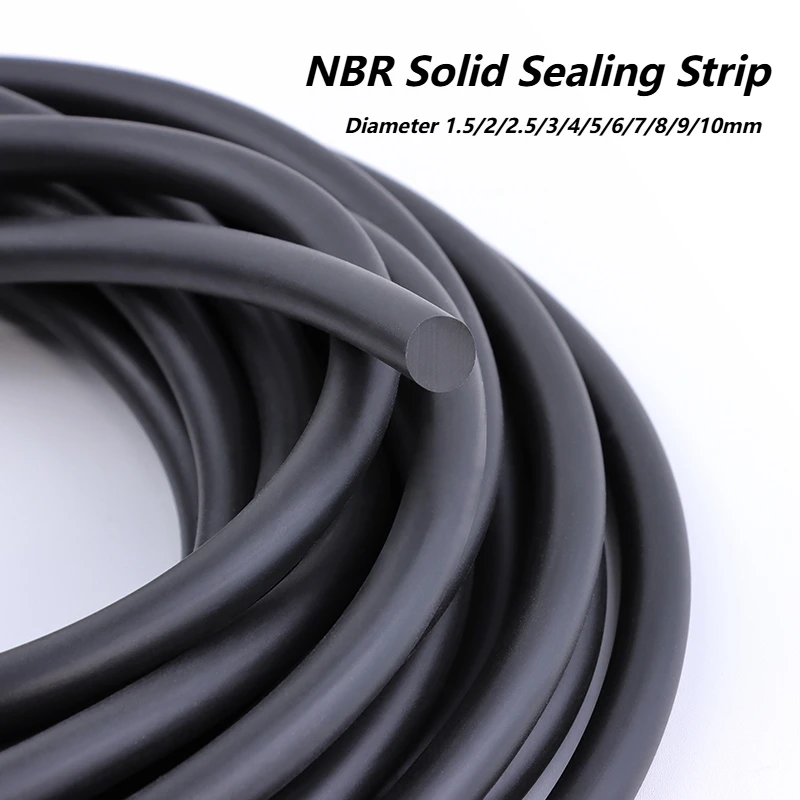 

2/5/10/20M Solid Black NBR Sealing Strip Diameter 1.5/2/2.5/3/4/5/6/7/8/9/10mm Oil Resistance Nitrile Rubber Round Strip