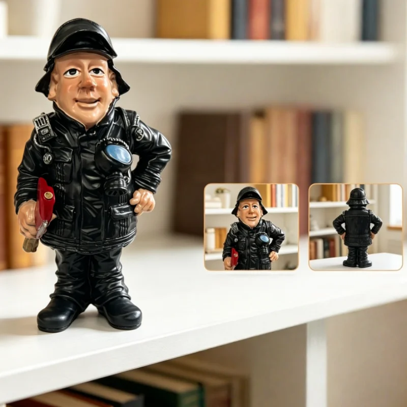 Firefighter Character Statue Ornament, Professional Worker Figure Decor for Home Tabletop Shelf Display