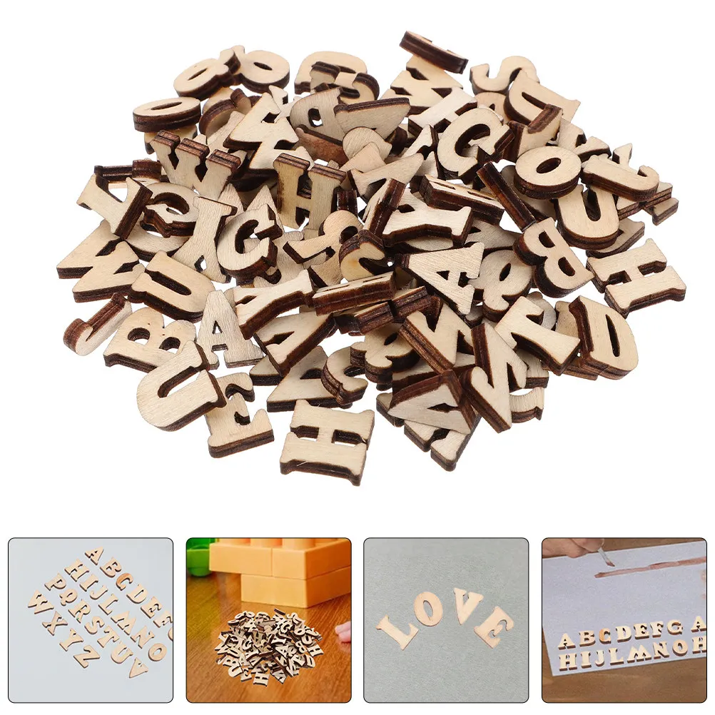 200pcs Wooden Letter Cutouts Blank Smooth DIY Craft Letters for Home Wedding Party Decoration & Educational Teaching