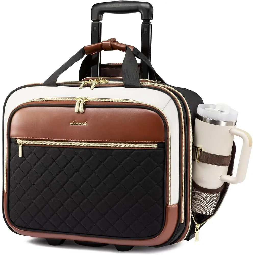 

Сумка для ноутбука на колесиках 17,3 дюйма, ручная кладь под сиденье, чемодан для работы и путешествий, черный, коричневый, бежевый