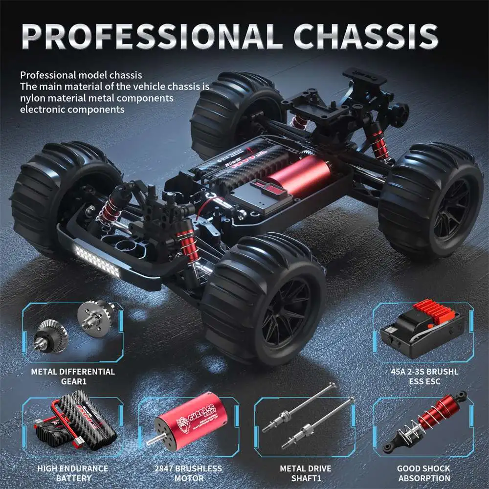 Funsky S910 Pro 1/16 2.4G 4WD 45km/h Brushless RC Car Desert Off-Road High Speed Full Proportional Vehicles Models RTR Toys