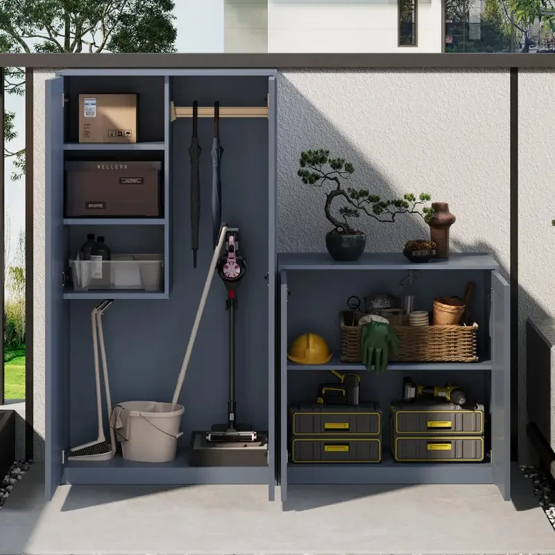 Outdoor Aluminum Alloy Locker Outdoor Balcony Garden Tools Grocery Cabinet Console