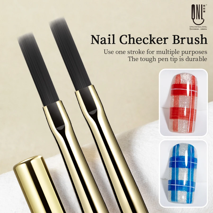 QNL Plaid Pattern Nail Art Brush Professional Soft Liner Drawing Pen Retro Argyle Design Checker Brush for Nail Enthusiasts
