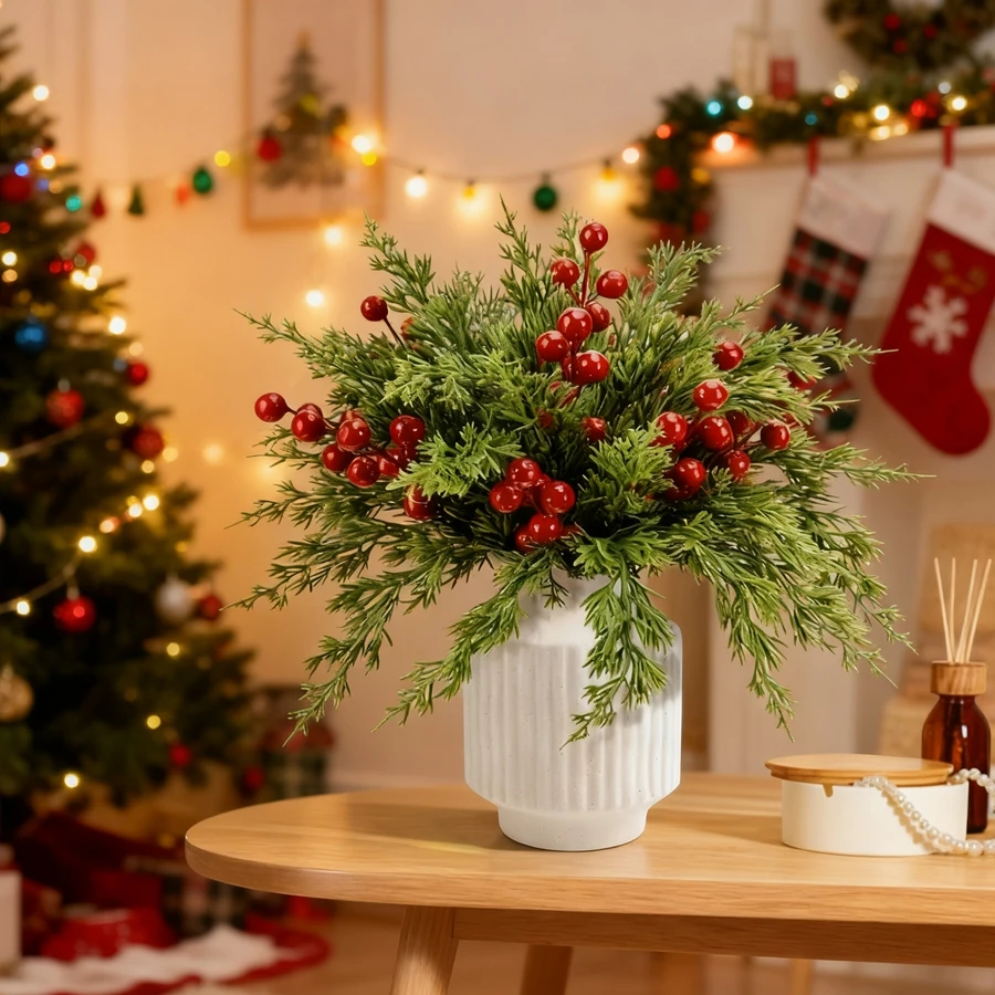 40/80 قطعة النباتات الاصطناعية شجرة عيد الميلاد غرف المنزل الزهور الزفاف ملحق الزفاف التخليص المزهريات طاولة طعام مركز ديكور