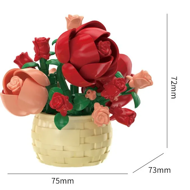 DIY MOC Topf Rose Sonnenblumen Pflanzen Sukkulenten Bonsai Baum Gärten Romantische Bausteine Modell Ziegel Kinder Sets Kits Spielzeug