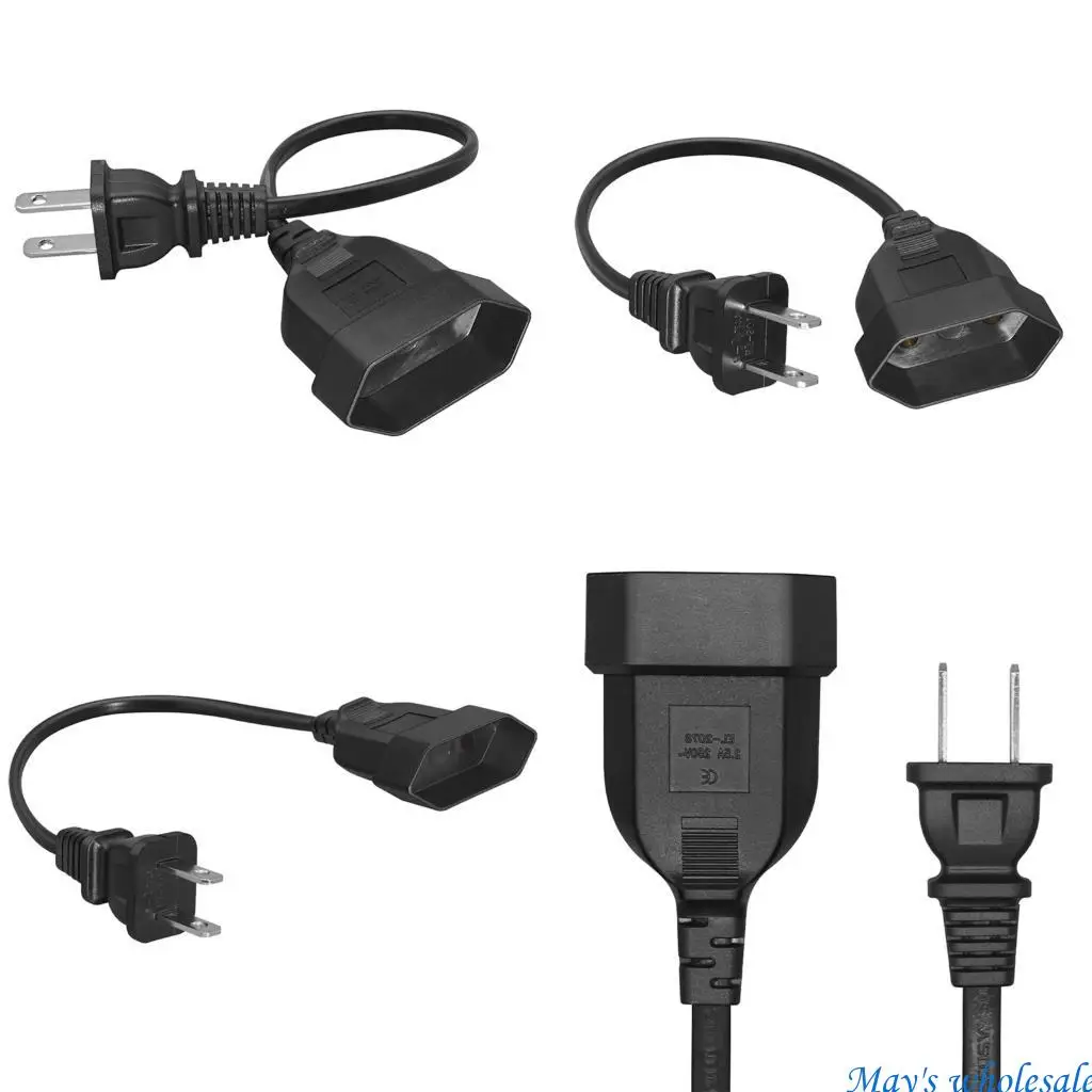 

Портативный 1 -футовый US 2 PIN -PIN -мужчина в ЕС Женский электрический адаптер со прочным пластиковым медным ядрам ежедневное