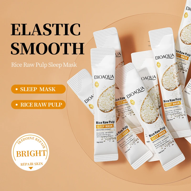 

20-Piece Rice Puree Sleeping Mask in a Bagged Design, One Pack at a Time, Rehydrates and Replenishes Moisture, Moisturizes and Reduces Dryness and Roughness, Giving the Skin a Radiant Glow from the Inside Out