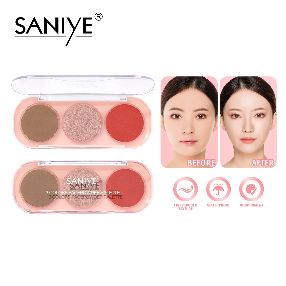 3 Colors Face Blush Combination Plate Powder Palette Cosmetic General Natural Brightening Gorgeous Color Rouge Makeup Cosmetic